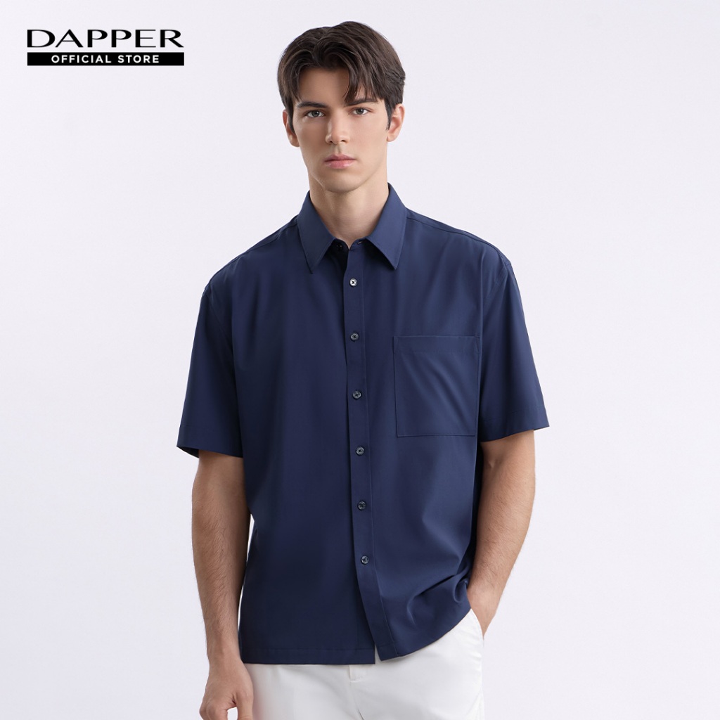 DAPPER เสื้อเชิ้ตแขนสั้น Lightweight Blend Shirt สีกรมท่า (BCS/NA/595LS)