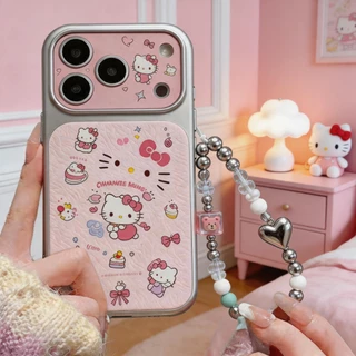 เคสไอโฟน13 เคสไอโฟน15pro 17 pro max เคสลายการ์ตูนสีชมพู มีสายคล้องโทรศัพท์ กันกระแทก พร้อมส่งLRMBKP7