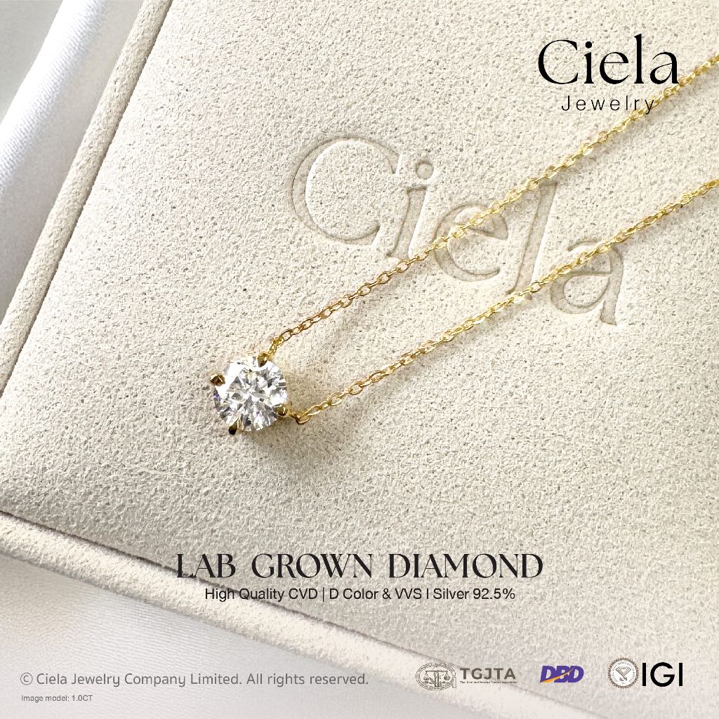 สร้อยคอจี้เพชร Lab Grown (CVD) Cert. IGI  น้ำ 100 VVS2 แถมสร้อยฟรี | Silver l 𝐂𝐢𝐞𝐥𝐚 𝐉𝐞𝐰𝐞𝐥𝐫𝐲