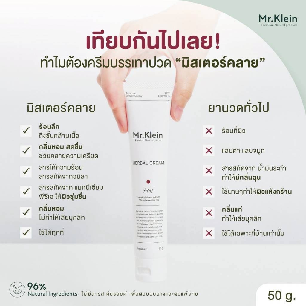 3 หลอดคุ้มมาก สูตรร้อน MR.KLEIN ครีมนวดผ่อนคลายกล้ามเนื้อ คอ บ่า ไหล่ ออฟฟิศซินโดรม ไม่เหนียวเหนอะหนะ ขนาด 50 กรัม