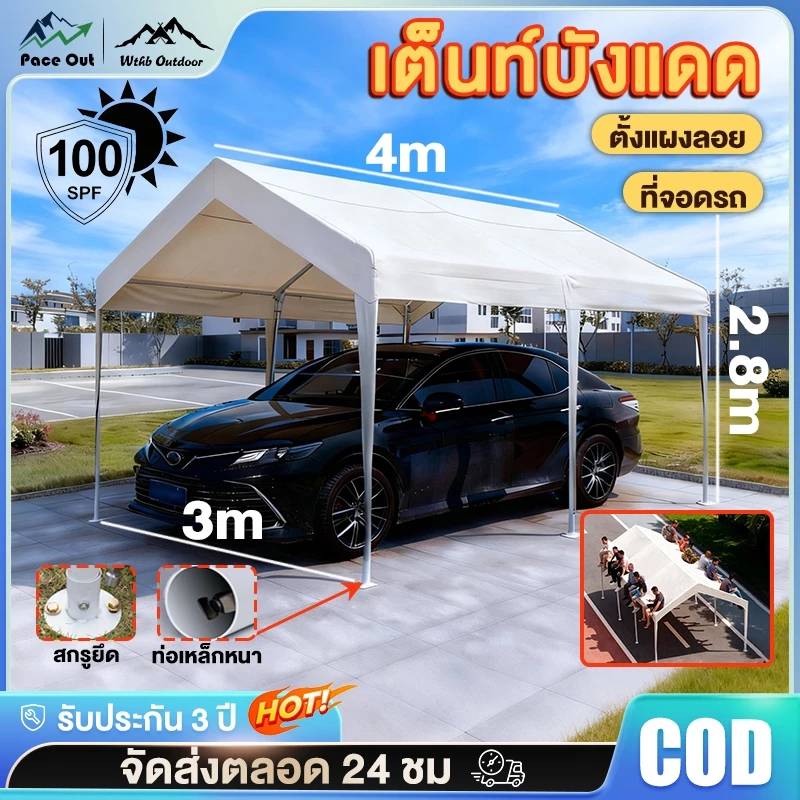 เต็นท์ขายของ เต็นท์ตลาดนัด ขนาด 2x2 3x3 3x4 3x5 3x6ม โครงเหล็กหนา