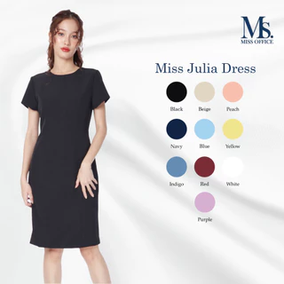 Miss Office เดรสแขนคอกลมมีแขนทรงดินสอ (MD-104)