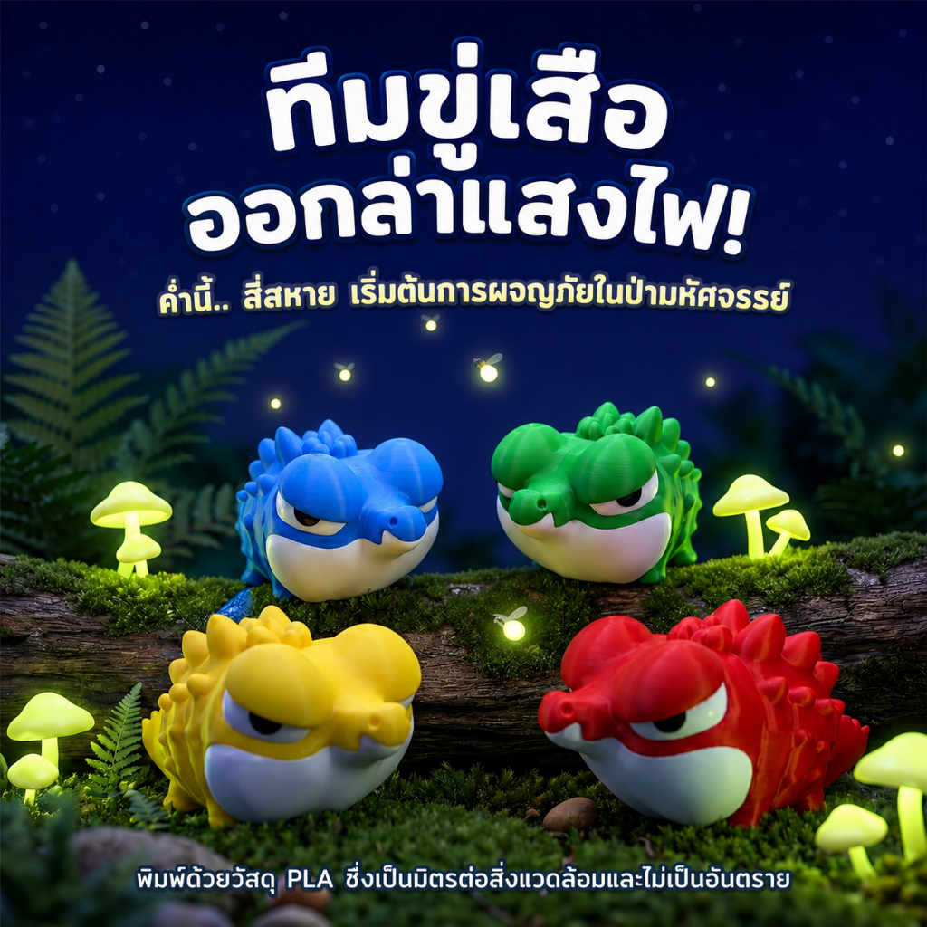 3D printed ของเล่นไดโนเสาร์ 3D สีสด โมเดลสัตว์น่ารัก ของเล่นตั้งโต๊ะ ขนาดเล็ก ของสะสม ของเล่นเด็ก