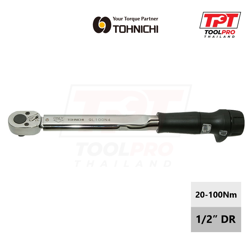 Tohnichi ประแจปอนด์ 1/2", 20-100Nm, Torque Wrench (QL100N4)