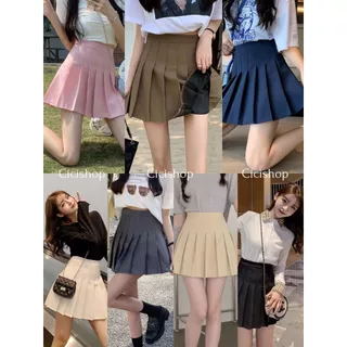 Cicishop(003/8812) กระโปรงเทนนิสเอวสูง สีพื้น มีกางเกงซับใน สไตล์สาวเกาหลี