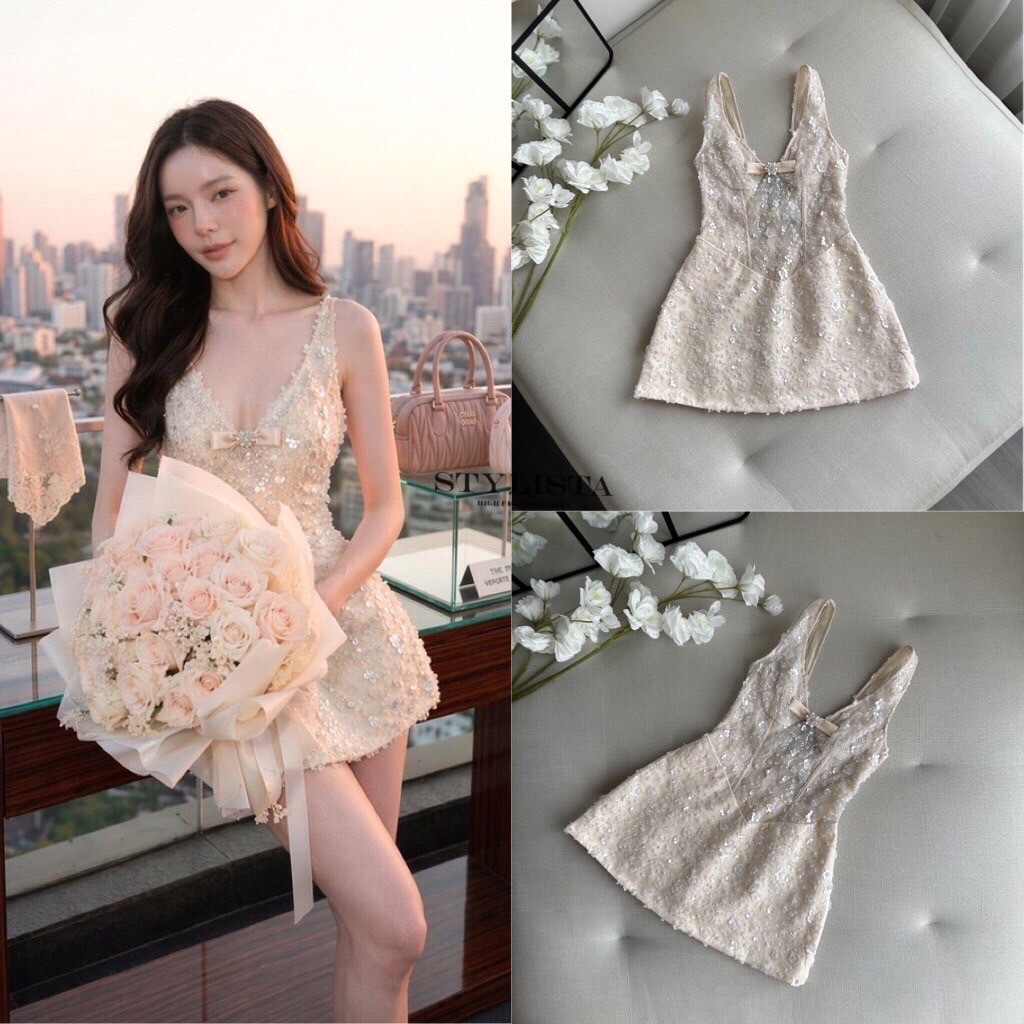 STYLISTA Dressปักเลื่อมดอก 3D ทั้งตัว(ไม่มีฟองน้ำ) รูปที่ 5