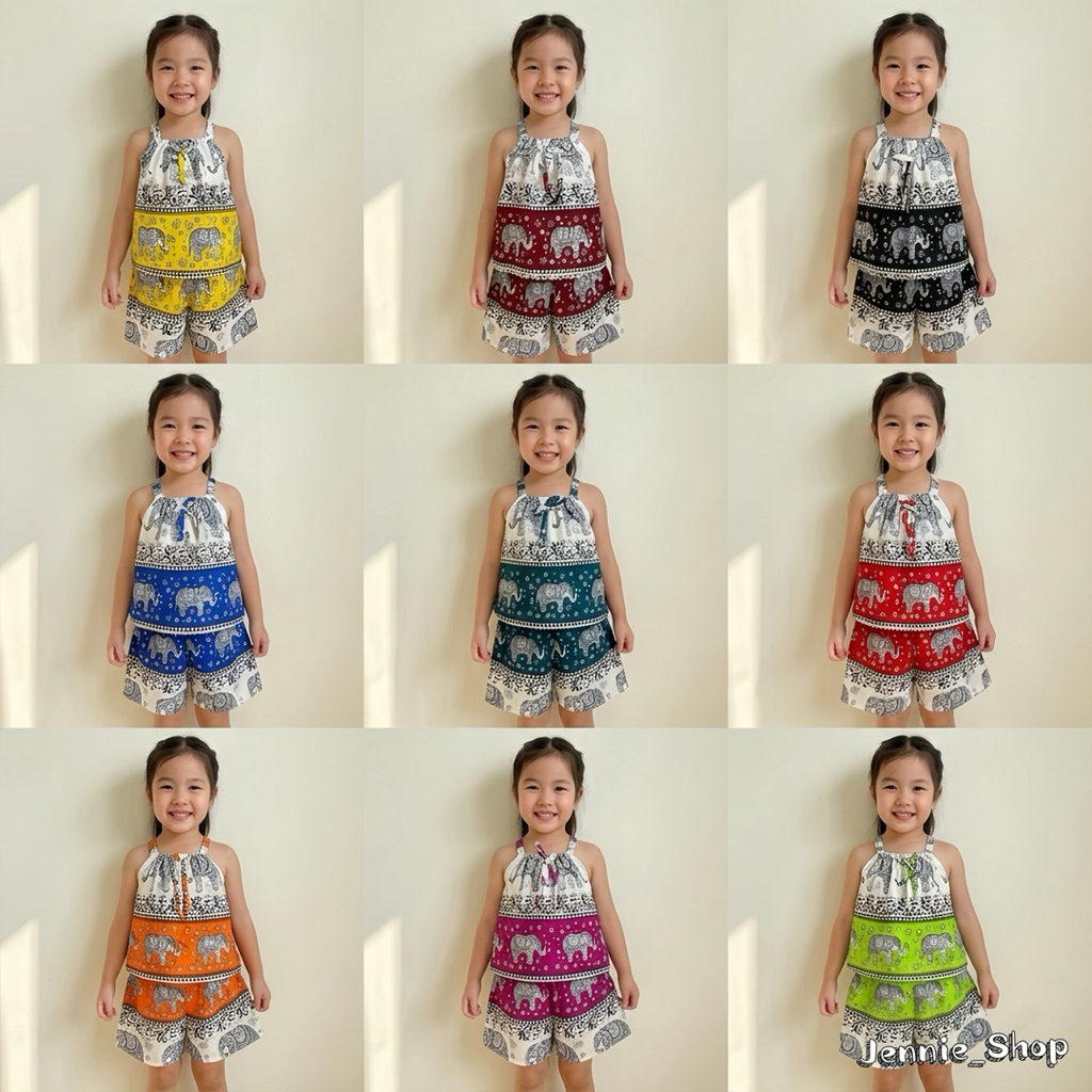 ชุดช้างเด็กเกรดพรีเมี่ยม (เสื้อสายเดี่ยว+กางเกง) ผ้านิ่มใส่สบาย