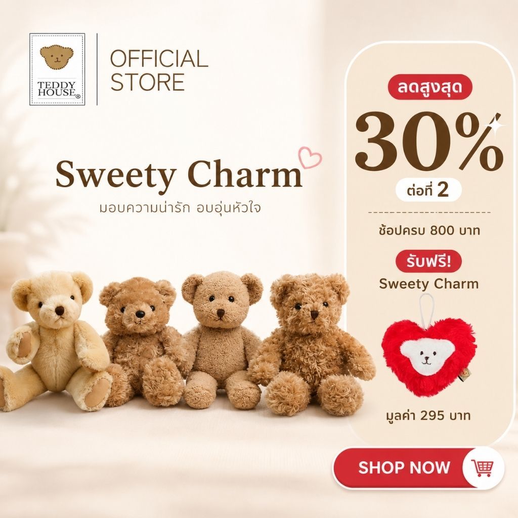 Teddy House : ตุ๊กตาหมี ตุ๊กตาน่ารัก ขนนิ่ม ขนาด 10 12 มีชุดแต่งตัวขายแยก แต่งตัวได้ ของขวัญ