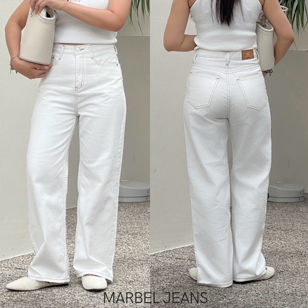 Mabel Jeans เนื้อผ้าสีขาวครีม