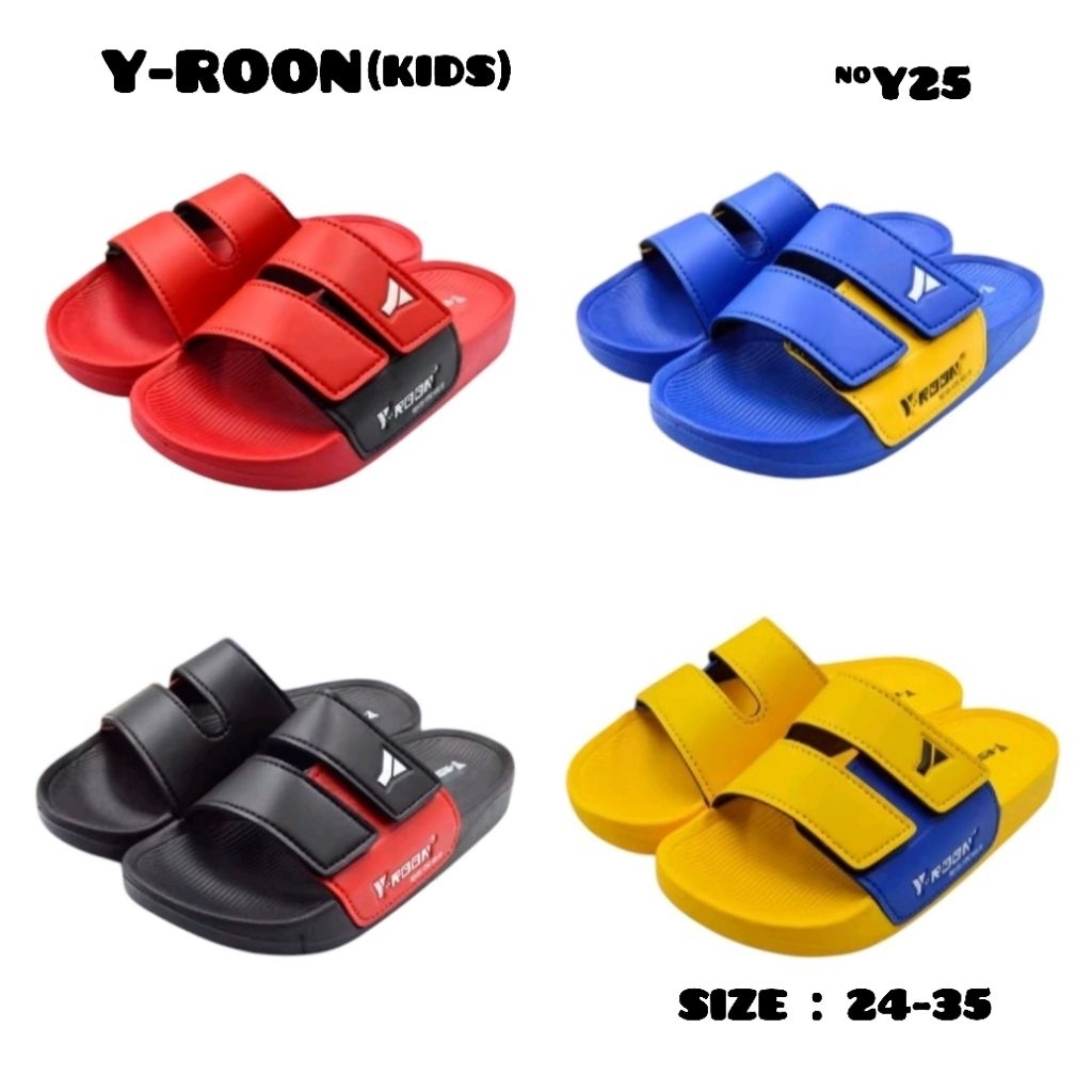 Y-ROON (วัยรุ่น) รองเท้าแบบสวม สีทูโทน ปรับสายได้ ลายลิขสิทธิ์แท้ รุ่นY25 ไซส์S(24-29)-C(30-35) เหมาะทั้งเด็กหญิงและชาย