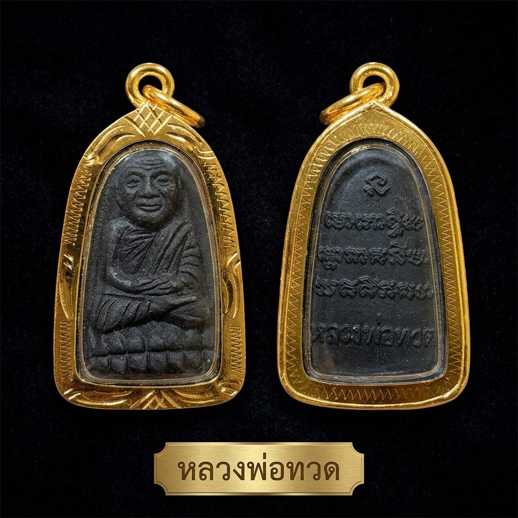 จี้หลวงปู่ทวด เนื้อว่าน เลี่ยมกรอบทอง