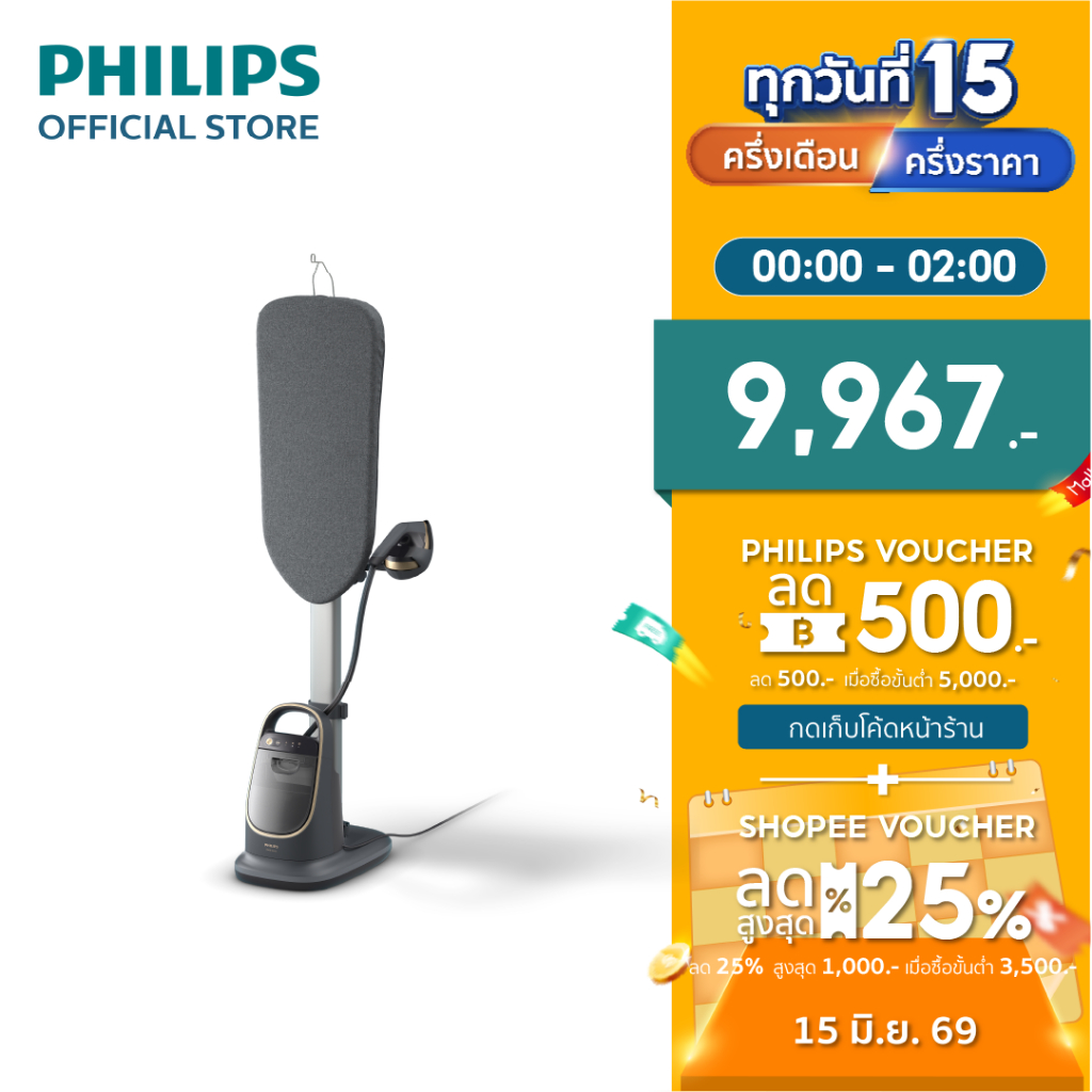 Philips AIS8540 เตารีดแรงดันไอน้ำแบบยืนรีด All-In-One 6 บาร์ Optimal TEMP