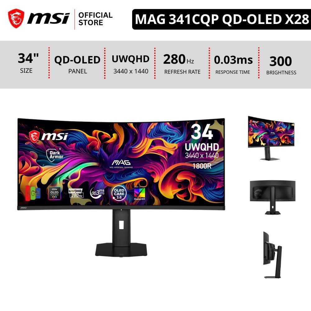 [Pre-Order] MSI MAG 341CQP QD-OLED X28 Monitor จอคอมพิวเตอร์ 3440 x 1440 (UWQHD)