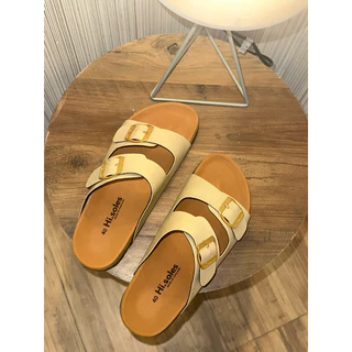 Hi.soles รองเท้าแตะ รองเท้าสไตล์วินเทจ ไบเก้น #คาดคู่ พื้นน้ำตาล