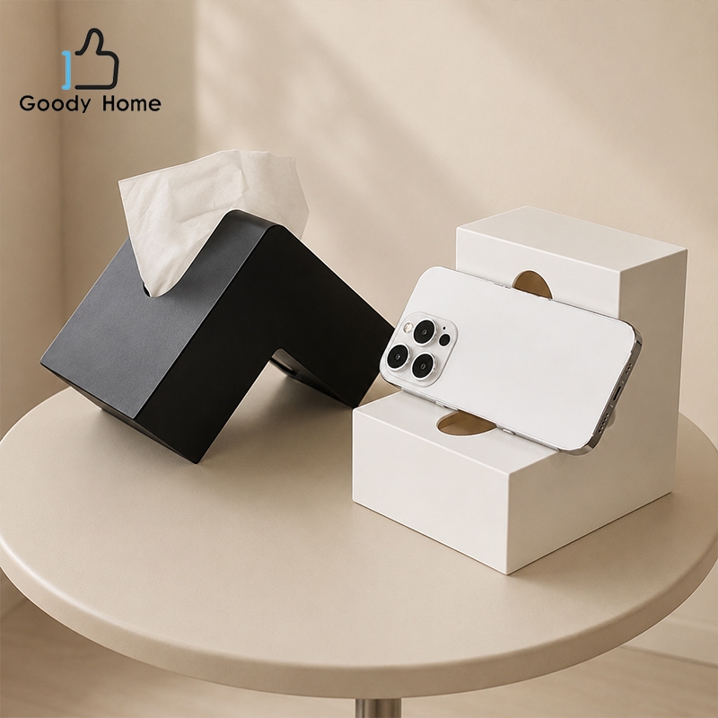 Goody Home กล่องใส่ทิชชู่ กล่องทิชชู่ ใส่ทิชชู่แผ่นยาว รูปทรงตัวL