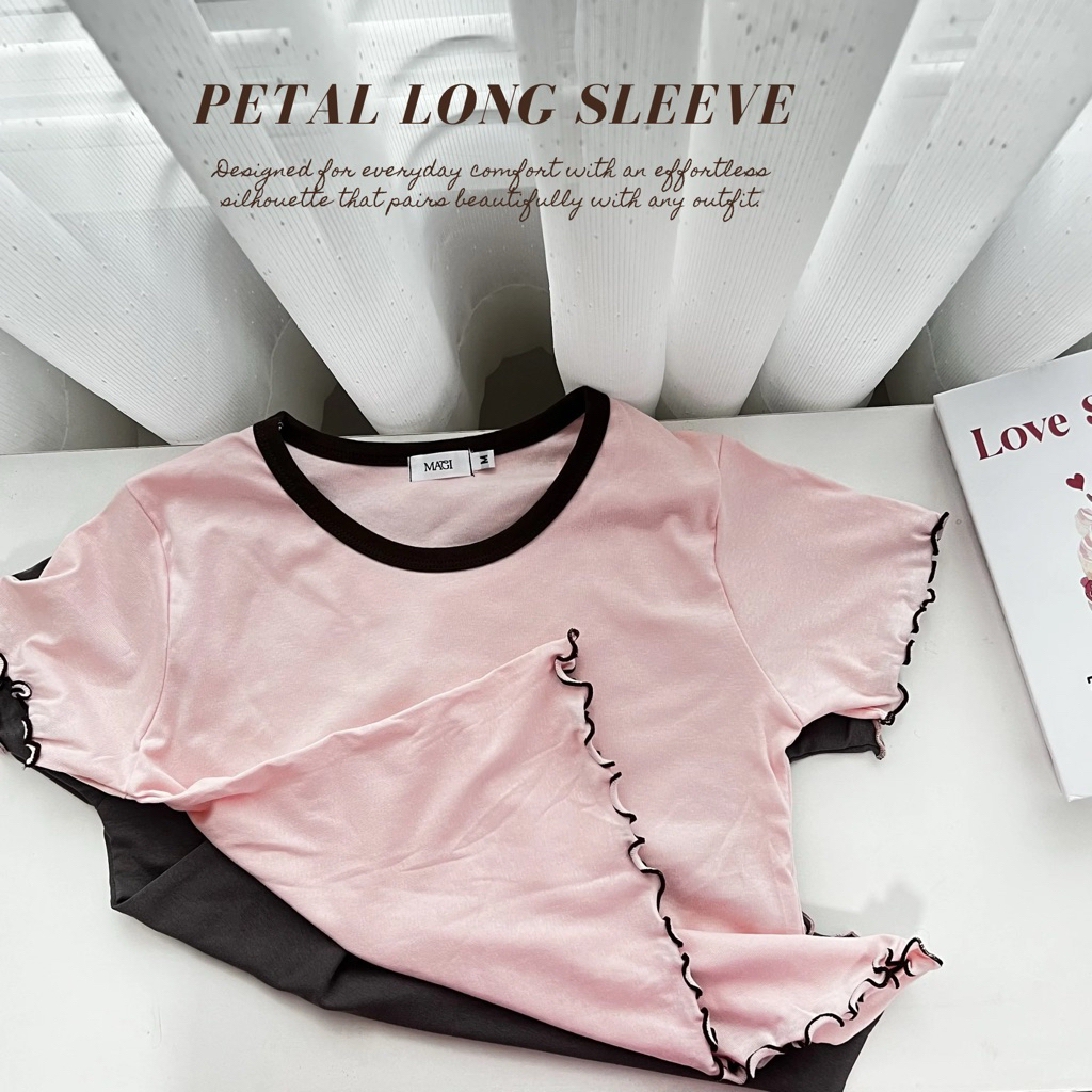 Cocoa blush tee เสื้อแขนสั้นทูโทน ผ้าคอตตอนสเปนเด็กซ์ ริมโอริม