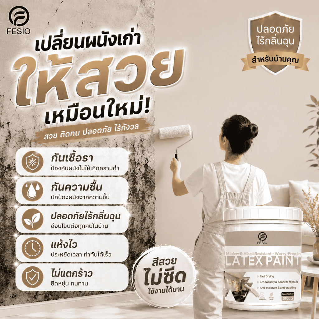 【0 ไม่มีอัลดีไฮด์】สียางพาราผนังภายนอก 1000g สีน้ำยางพารา สีทาภายใน สีทาบ้านภายนอก ใช้สำหรับรีโนเวทและซ่อมแซมผนัง