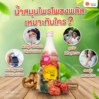 น้ำสมุนไพรโพชง พลัส Pochong Plus 1 ขวดใหญ่ เครื่องดื่มสมุนไพร 32 ชนิด