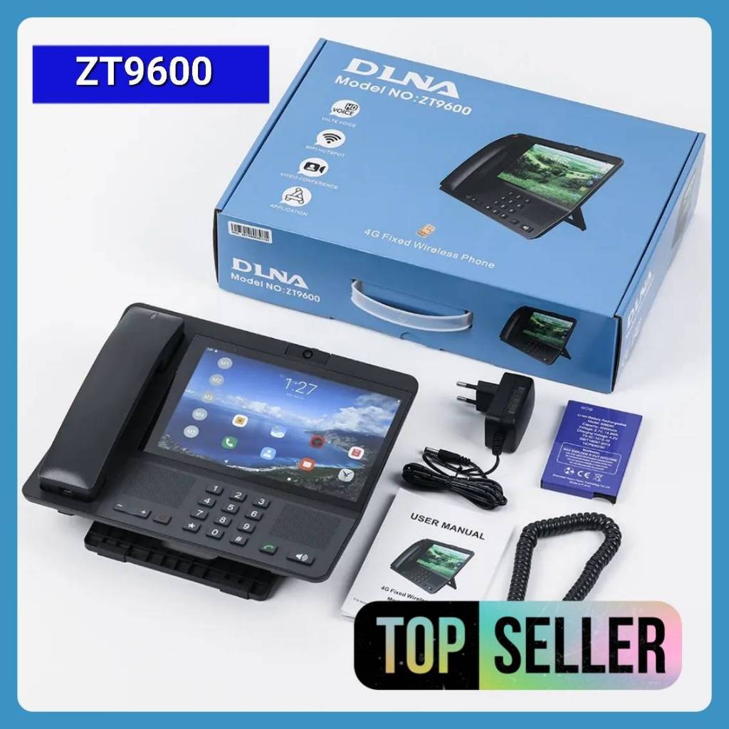DLNA ZT9600 4G โทรศัพท์สำนักงาน แบบไร้สาย โทรศัพท์บ้าน ตั้งโต๊ะ จอทัชสกรีน วีดีโอคอล Android11