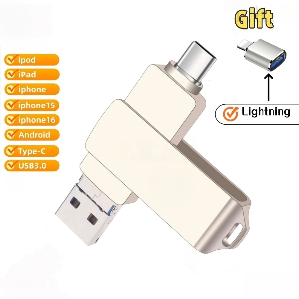 4 ใน 1 1TB iPhone TypeC OTG Pendrive OTG  Flash Drive Android ไฟฟ้า USB 3.0 พอร์ตความเร็วสูง จัดส่งจากกรุงเทพฯ USB