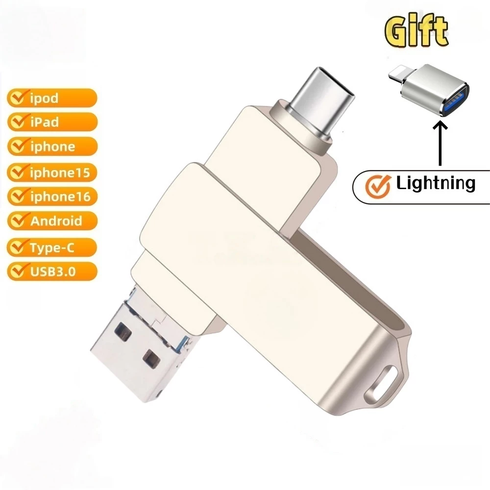 4 ใน 1 1TB iPhone TypeC OTG Pendrive OTG Flash Drive Android ไฟฟ้า USB 3.0 พอร์ตความเร็วสูง จัดส่งจากกรุงเทพฯ USB