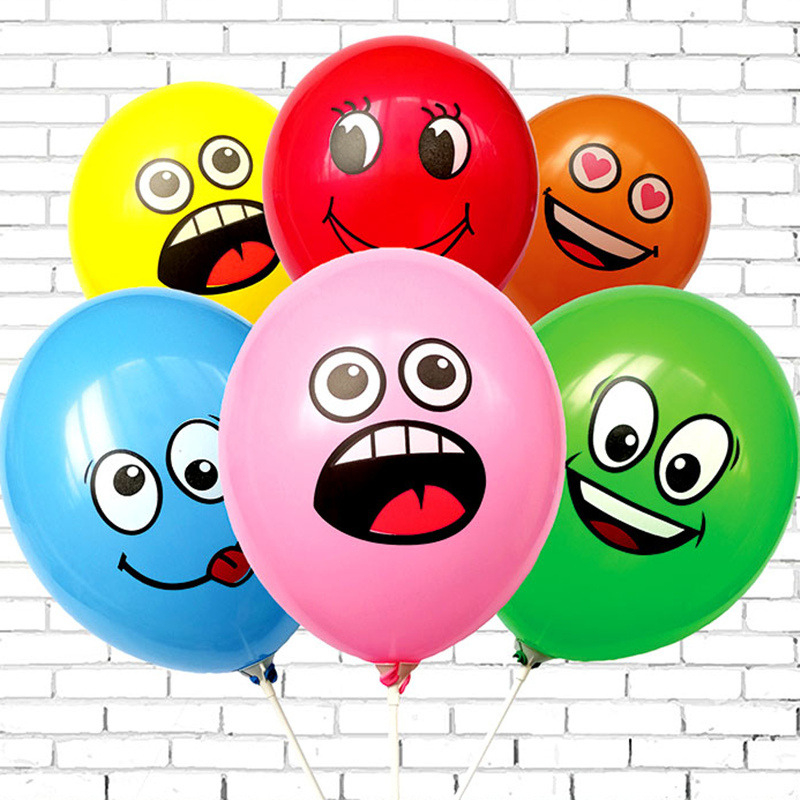 ลูกโป่งยางพิมพ์หน้ายิ้มน่ารัก 12นิ้ว 50ชิ้น ตกแต่งวันเกิดอาบน้ำทารก Funny face latex balloon