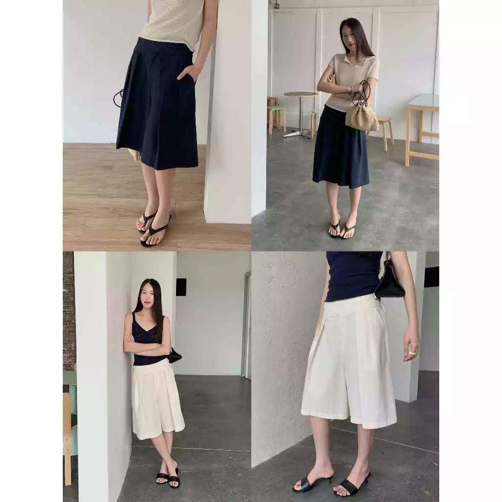 INBYIN - กางเกงขากระบอกสั้นแต่งเข็มขัดป้ายหน้า CROSS BELT SHORTS - I3677