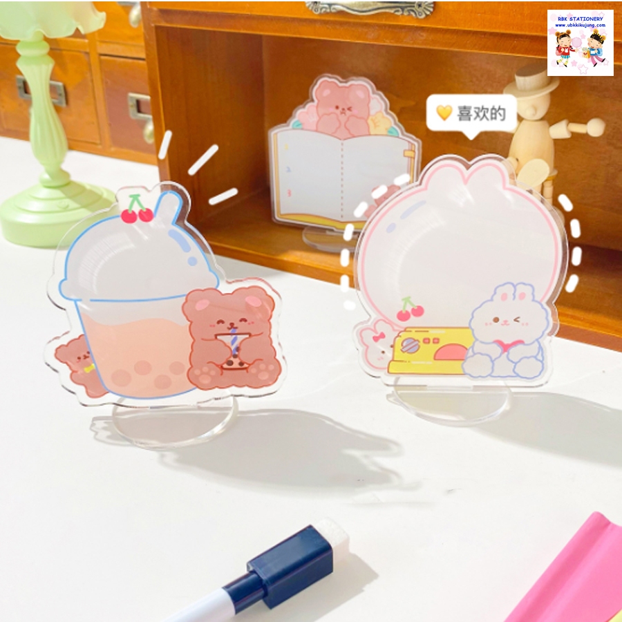 กระดานอะคริลิค กระดานข้อความอะคริลิคใส ลายการ์ตูน แถมฟรี!!! ปากกาเขียนกระดานอะคริลิคสีดำ 1 ด้าม