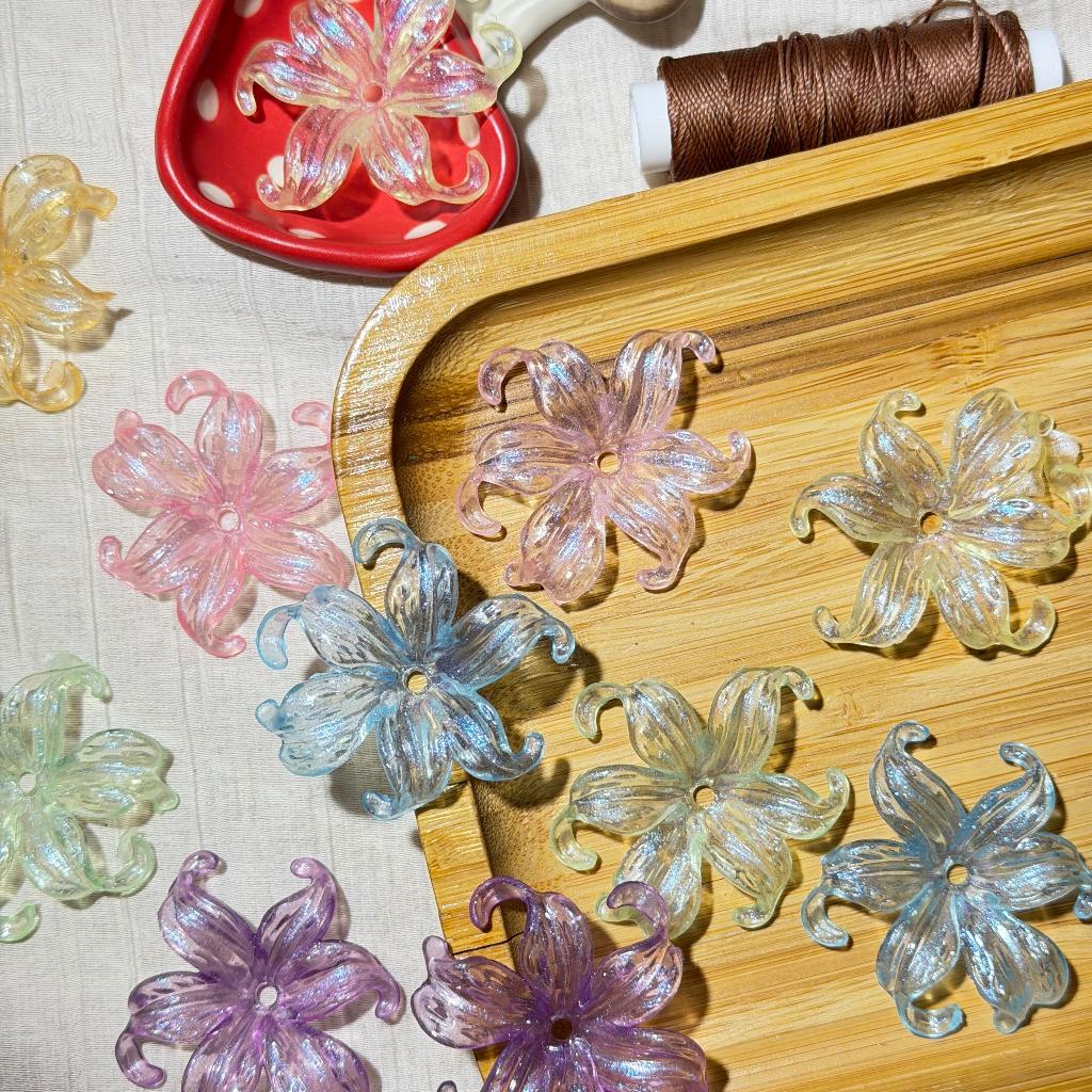 ดอกกระดังงาอะคริลิค 40 มม. 10 ชิ้น  อะไหล่ดอกไม้ สำหรับงานเครื่องประดับ DIY