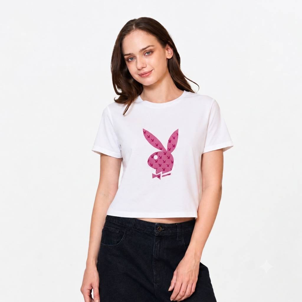 PLAYBOY   เสื้อผ้าผู้หญิง/เสื้อ/เสื้อยืดสีขาว รุ่น P1WT265TB043WH