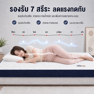 ที่นอนยางพารา 100% 3/3.5/4/5/6ฟุต ที่นอนเพื่อสุขภาพ ลดอาการปวดหลัง ไม่มีฟอร์มาลดีไฮด์ ส่งฟรี COD