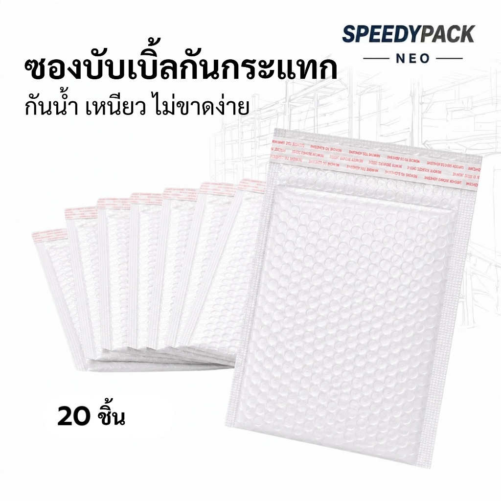 Speedypack Neo ซองกันกระแทก ซองบับเบิ้ล ซองพัสดุกันกระแทก กันน้ำ ไม่ขาดง่าย แพ็คของ ส่งของออนไลน์ กันกระแทก 20 ใบ