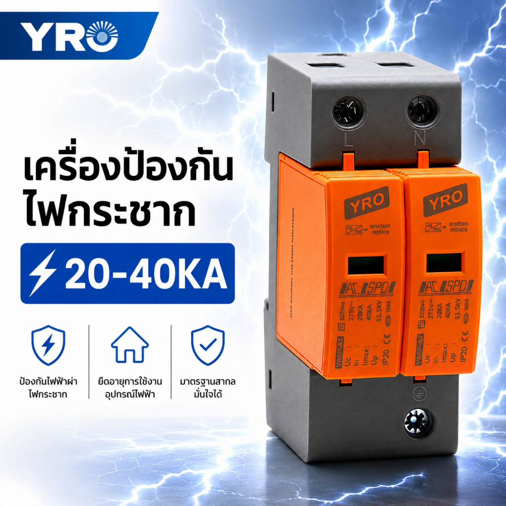 AC DC Surge Protector Device SPD  ป้องกันฟ้าผ่า ไฟกระชาก  ฟ้าผ่า AC Surge สำหรับไฟบ้าน  DC Surge สำหรับไฟกระแสตรง Solar