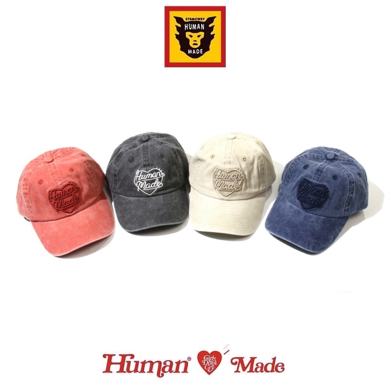 Human Made 🇯🇵  หมวก human made 6PANEL TWILL CAP งานปักแห่งความรัก ล้างน้ำ