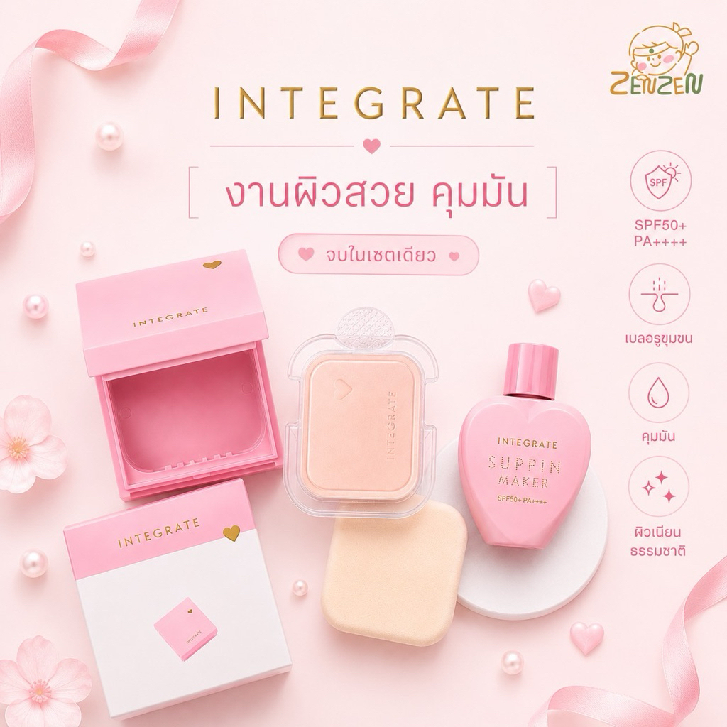 Shiseido INTEGRATE Suppin Maker Tone Up UV แป้งโทนอัพ