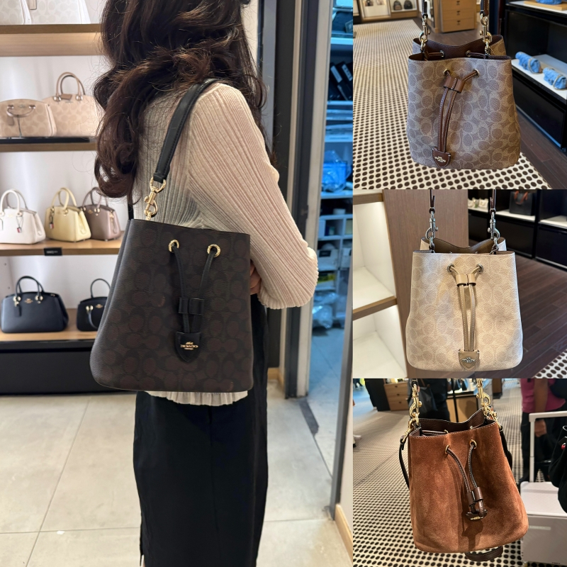🔥【ของแท้ 100%】⭐Coach Rowan 22 Bucket Bagกระเป๋าสะพายข้างผู้หญิง จุเยอะ สายถอดได้ 2 เส้น ใส่หลายสไตล์