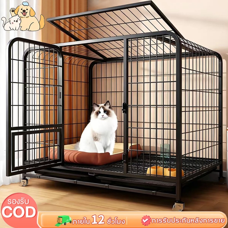 😺กรงแมว กรงแมวขนาดใหญ่ คอนโด2/3/4ชั้น กรงขังแมว กรงกระต่าย กรงสัตว์เลี้ยง มีล้อและบันได แถมถาดฟรี พื้นที่ว่างขนาดใหญ่