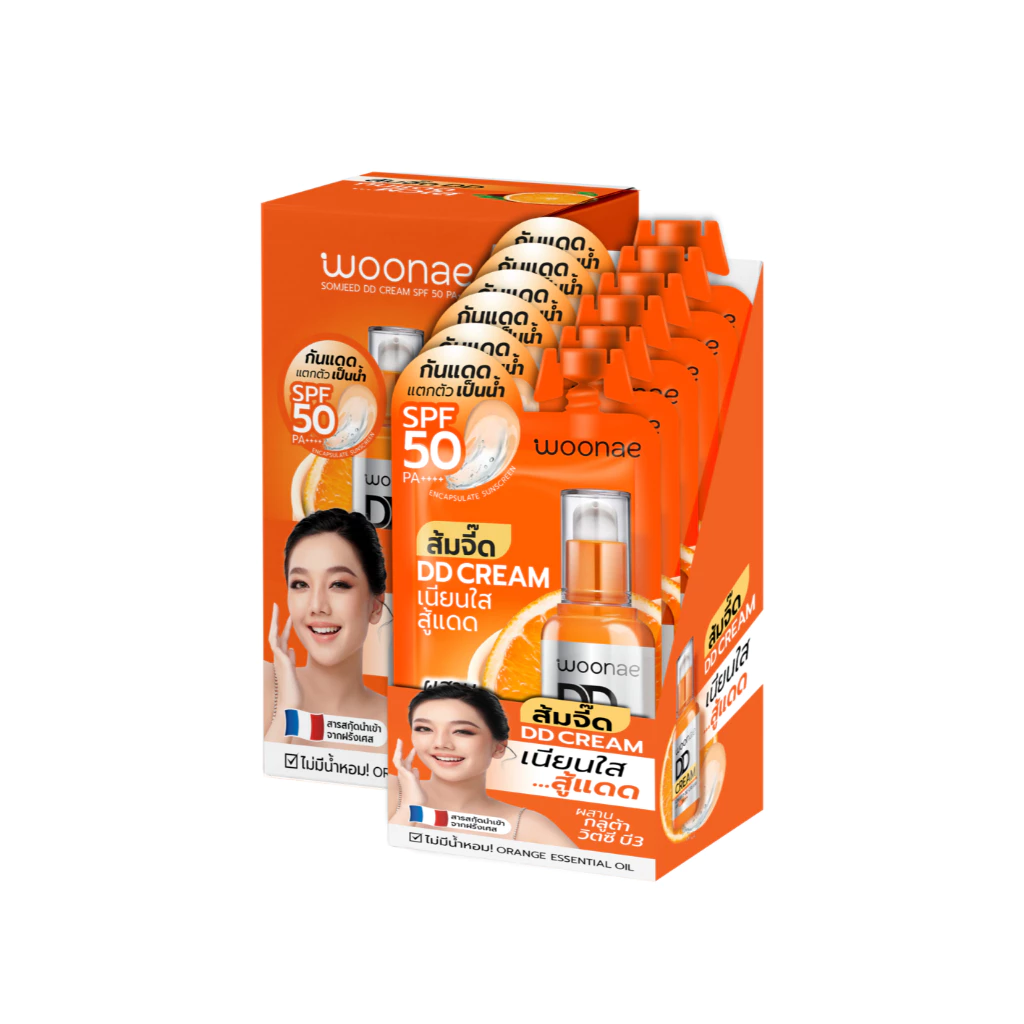Woonae Facial Care Somjeed DD Cream SPF50 PA++++ 8 g วูเน่ ส้มจี๊ด ดีดี ครีม กันแดดหน้า กันน้ำกันเหงื่อ