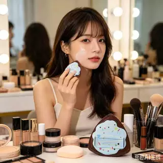 ฟองน้ำเบลนเดอร์เกาหลี หนาใหญ่ นุ่มสุด ไม่ดูดซับเครื่องสำอาง ใช้ได้แห้ง-เปียก