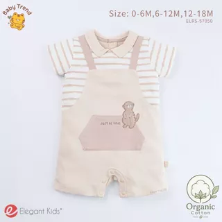Elegant Kids ชุดรอมเปอร์ลูกชาย 0-18 เดือน ชุดเอี๊ยมคอปกขาสั้น Organic Animal Collection | Baby trend