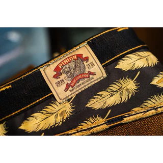 Pinion 21oz หมีทองBY Okayama Denim New หม Indigo X gold 21 oz ) Produced ผลิตออกมาเพียง250 ตัว indigo fade เฟดฟ้า