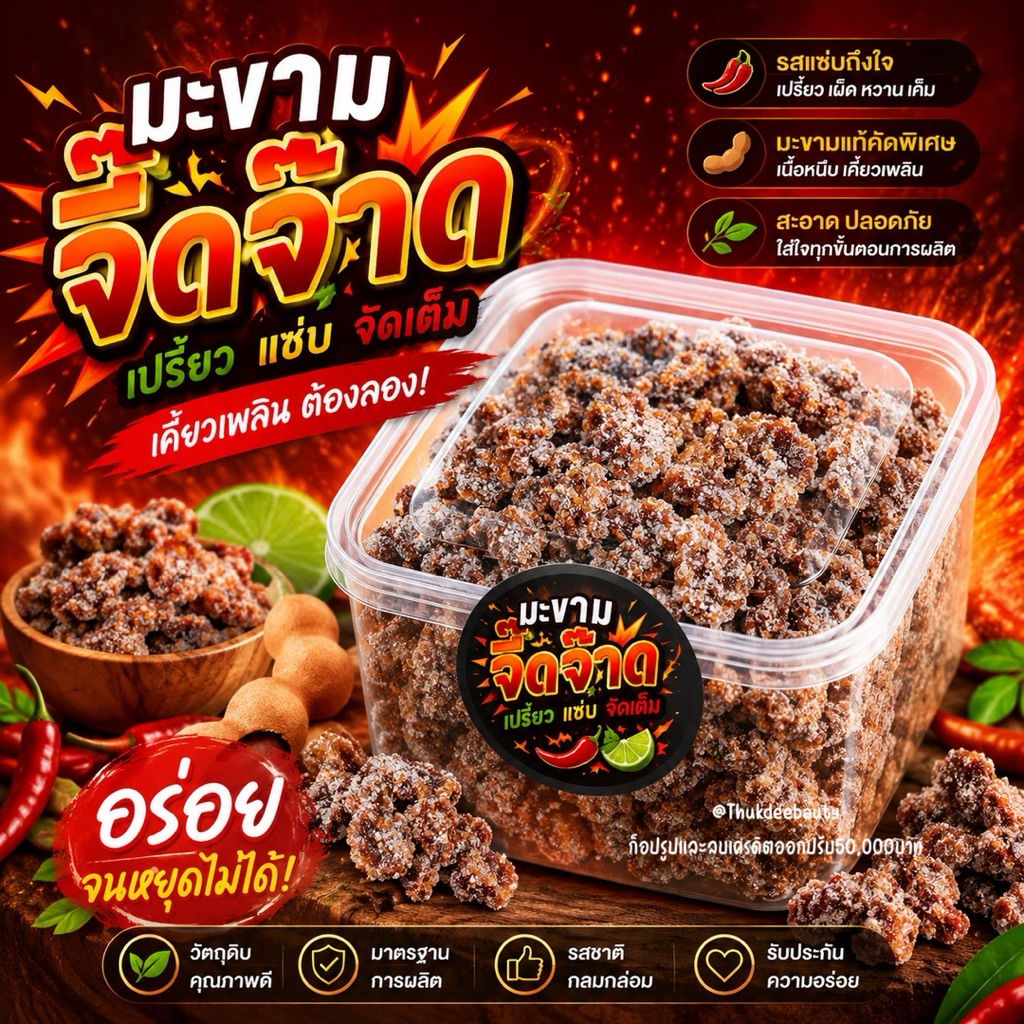 ส่งฟรี/ส่งไว มะขามจี๊ดจ๊าดสามรส มะขามคลุกน้ำตาล มะขามคลุก 1 กิโลกรัม เปรี้ยว หวาน มะขาม ผลไม้อบแห้ง ของดีเมืองเพชรบูรณ์
