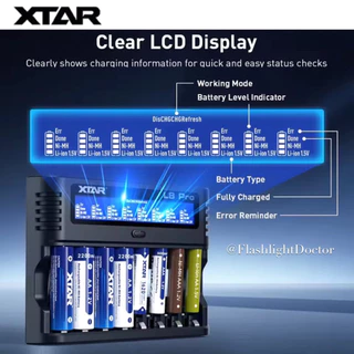 รางชาร์จ XTAR L8 Pro Li-ion 1.5V & Ni-MH 1.2V Charger with Discharge & Repair