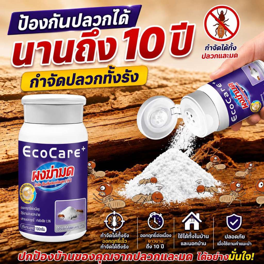 ✨ป้องกันปลวกได้ 10 ปี✨ผงกำจัดปลวก 100g กำจัดปลวกทั้งรัง ประสิทธิภาพการกำจัดแมลง 99%