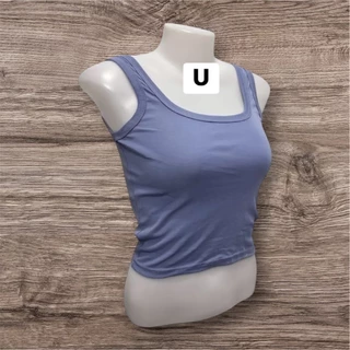 เสื้อกล้ามคอยู เอวลอย (ผ้าคอตตอน) เสื้อกล้ามครอป ทรงสวย