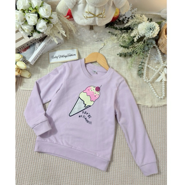 เสื้อกันหนาวเด็กมือสอง💜AIIZ KIDS/Size6-7y/115-125cm💜สีม่วงอ่อนน่ารักมาก!(อ่านรายละเอียดสินค้าด้วยนะค