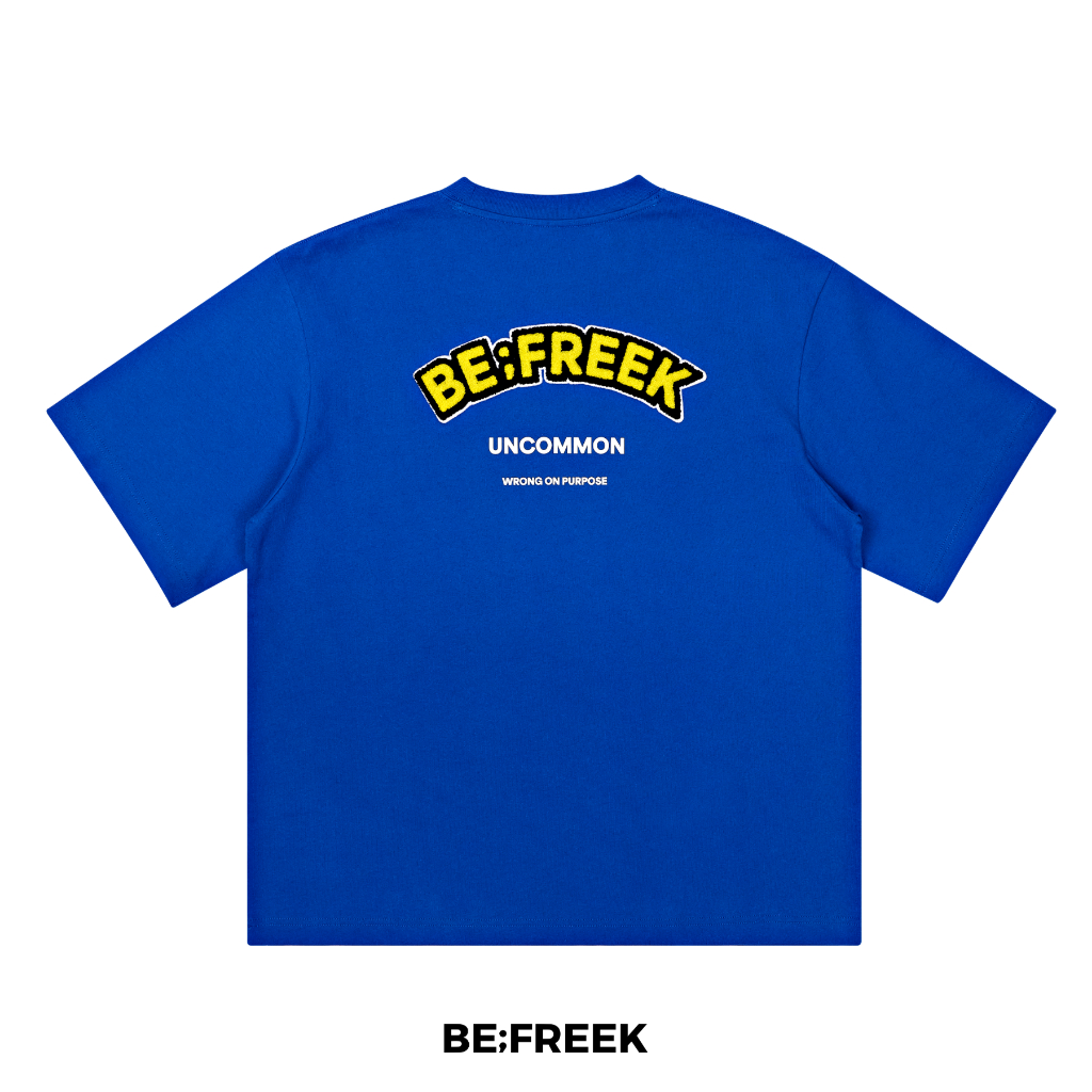 BE;FREEK เสื้อยืดปักไหมฟูโลโก้ BE;FREEK ทรง ORIGINAL สีน้ำเงิน BE;FREEK PUNCH NEEDLE ORIGINAL BLUE T-SHIRT