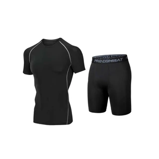 เสื้อรัดกล้ามเนื้อเเขนสั้น กางเกงรัดสั้น กางเกงรัดสั้นยาว PROCOMBAT ออกกำลังกาย สำหรับกีฬา ระบายอากาศดี
