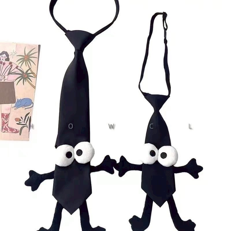 พร้อมส่ง เนคไทตุ๊กตาดุ๊กดิ๊กดำ เนคไท Necktie Soot Sprite เนคไทเจ้าฝุ่นดำดุ๊กดิ๊ก พร๊อพชุดทำงาน Cartoon necktie 80047