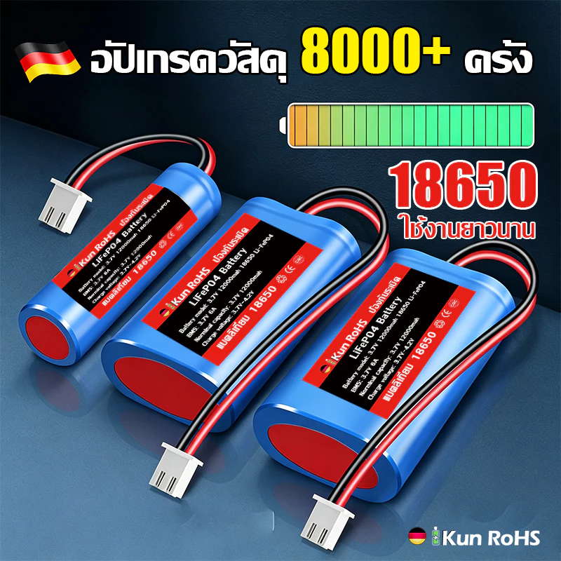 💥อัปเกรดวัสดุ 8000+ ครั้ง แบตเตอรี่ 18650 3.7V 2000/3000/6000/9000/12000mah ถ่านชาร์จ Li-ion มีวงจรป้องกันการชาร์จ
